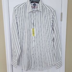 Robert Graham Black and White Striped Dress Shirt - New